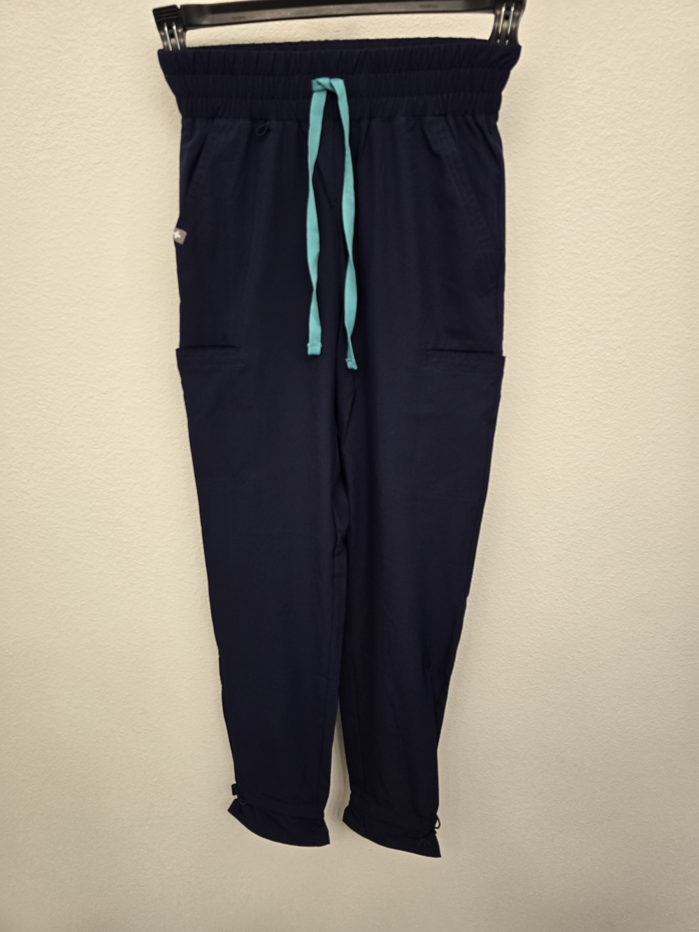 Figs Women's Navy Track Pants with Teal Drawstring